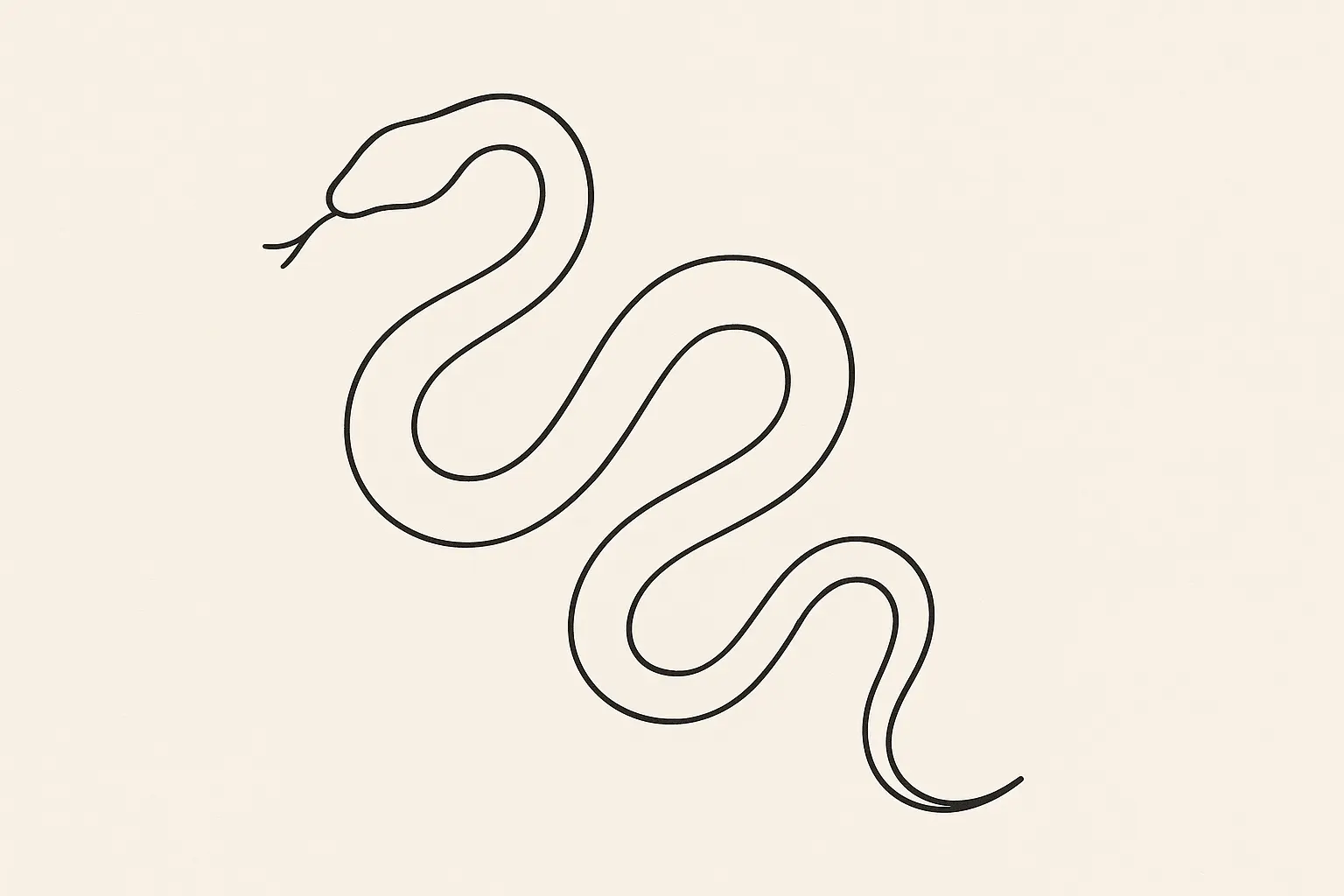 Minimalist geometric serpent design with clean lines and sacred geometry elements