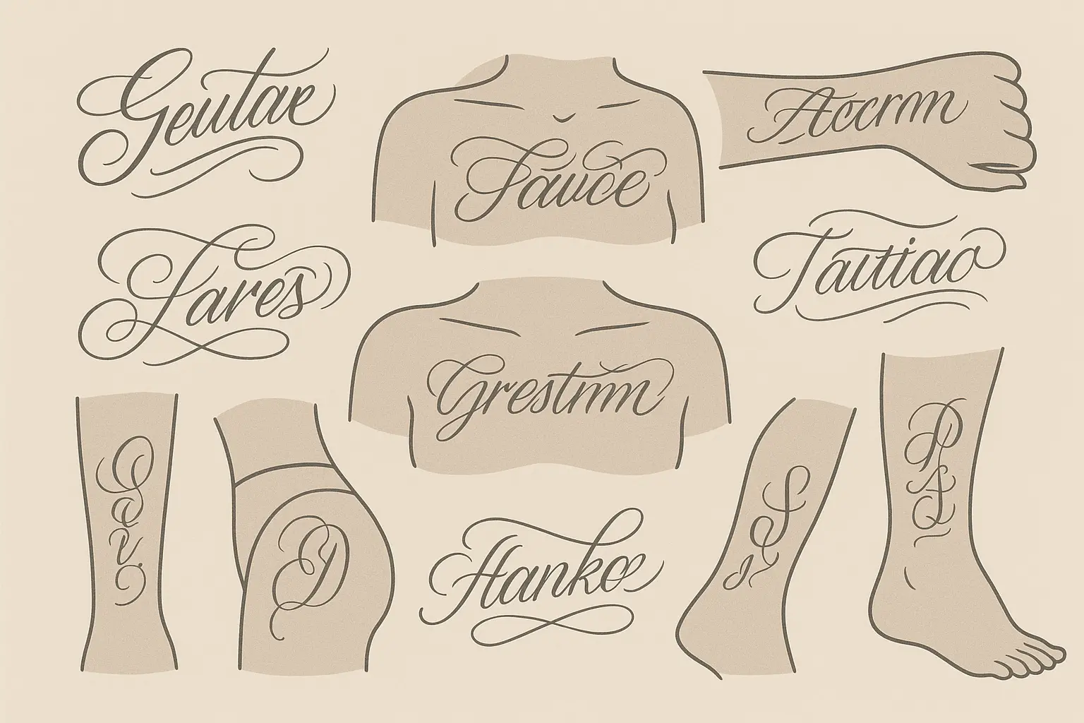 Script and lettering single needle tattoo examples