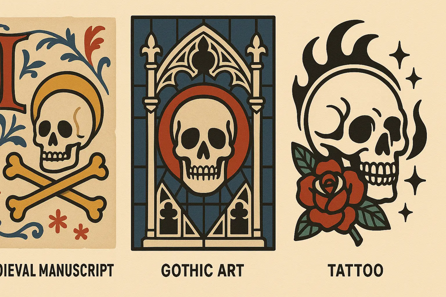 Detailed skull tattoo design with intricate shading