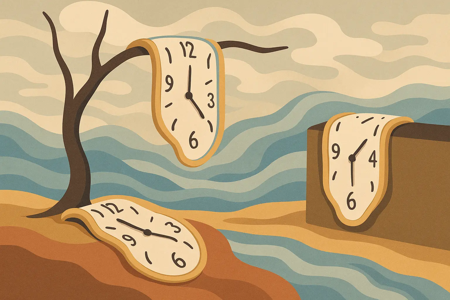 Melting clock surrealism tattoo design inspired by Salvador Dali