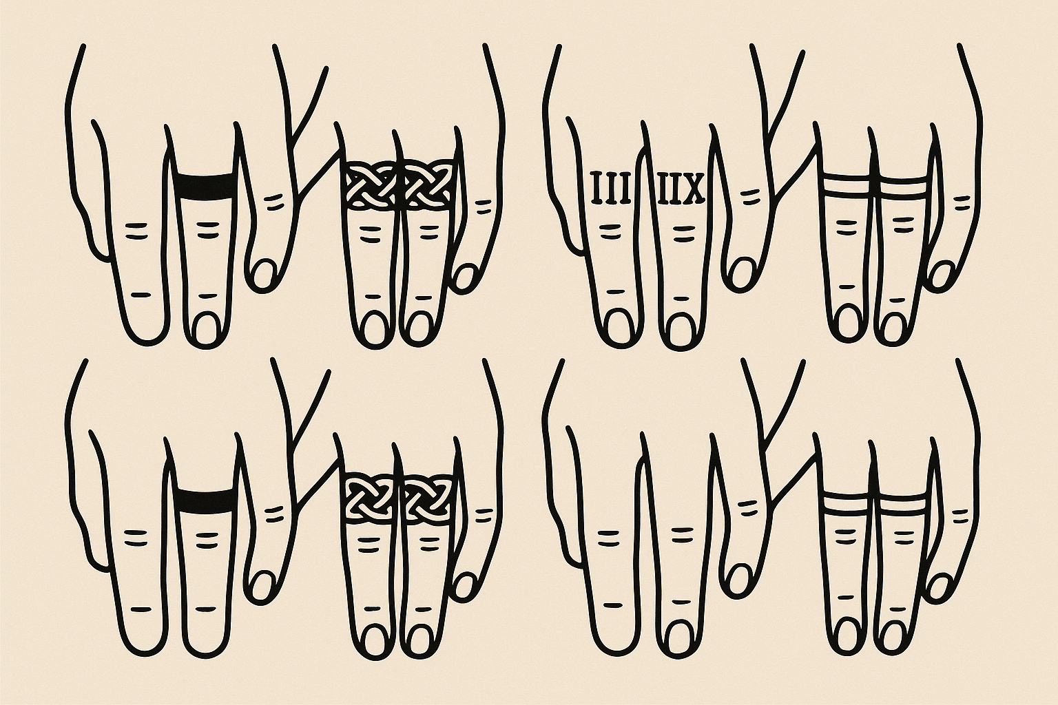 Classic traditional wedding ring tattoo designs