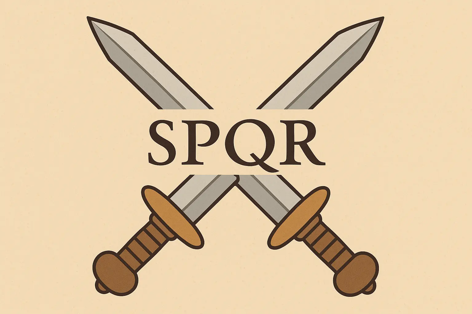 Crossed gladius swords with SPQR tattoo