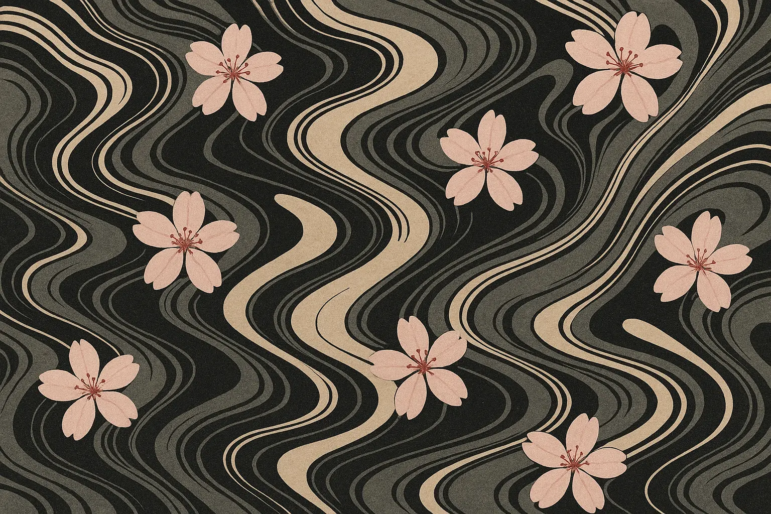 Cherry blossom suminagashi fusion tattoo design