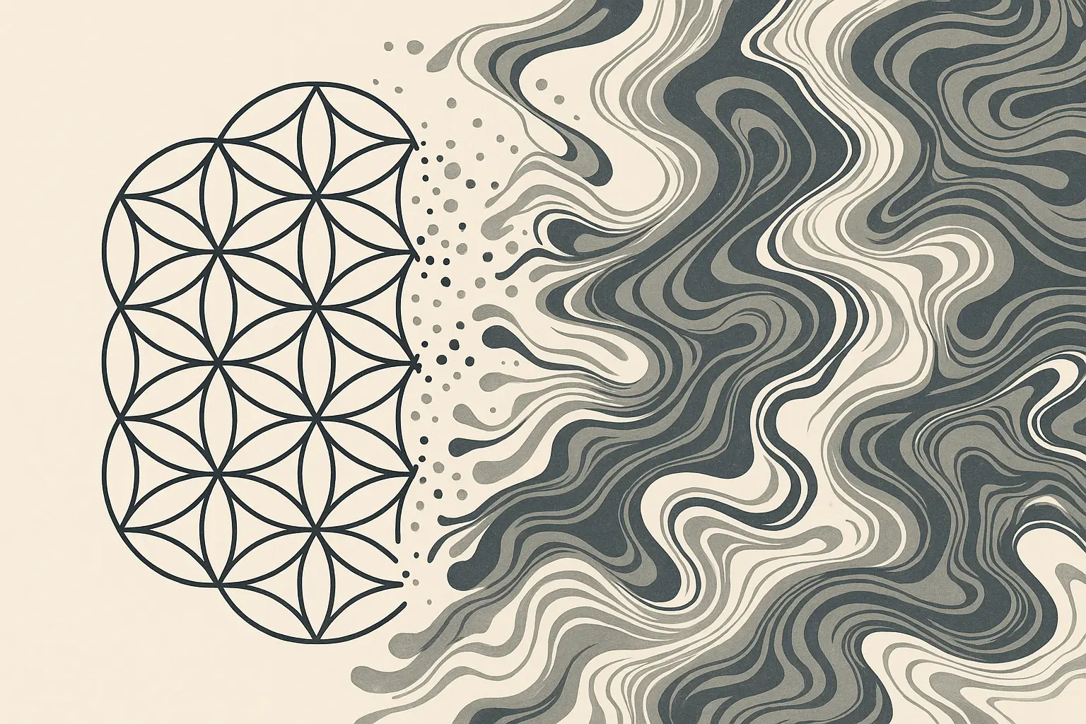 Sacred geometry suminagashi fusion tattoo design