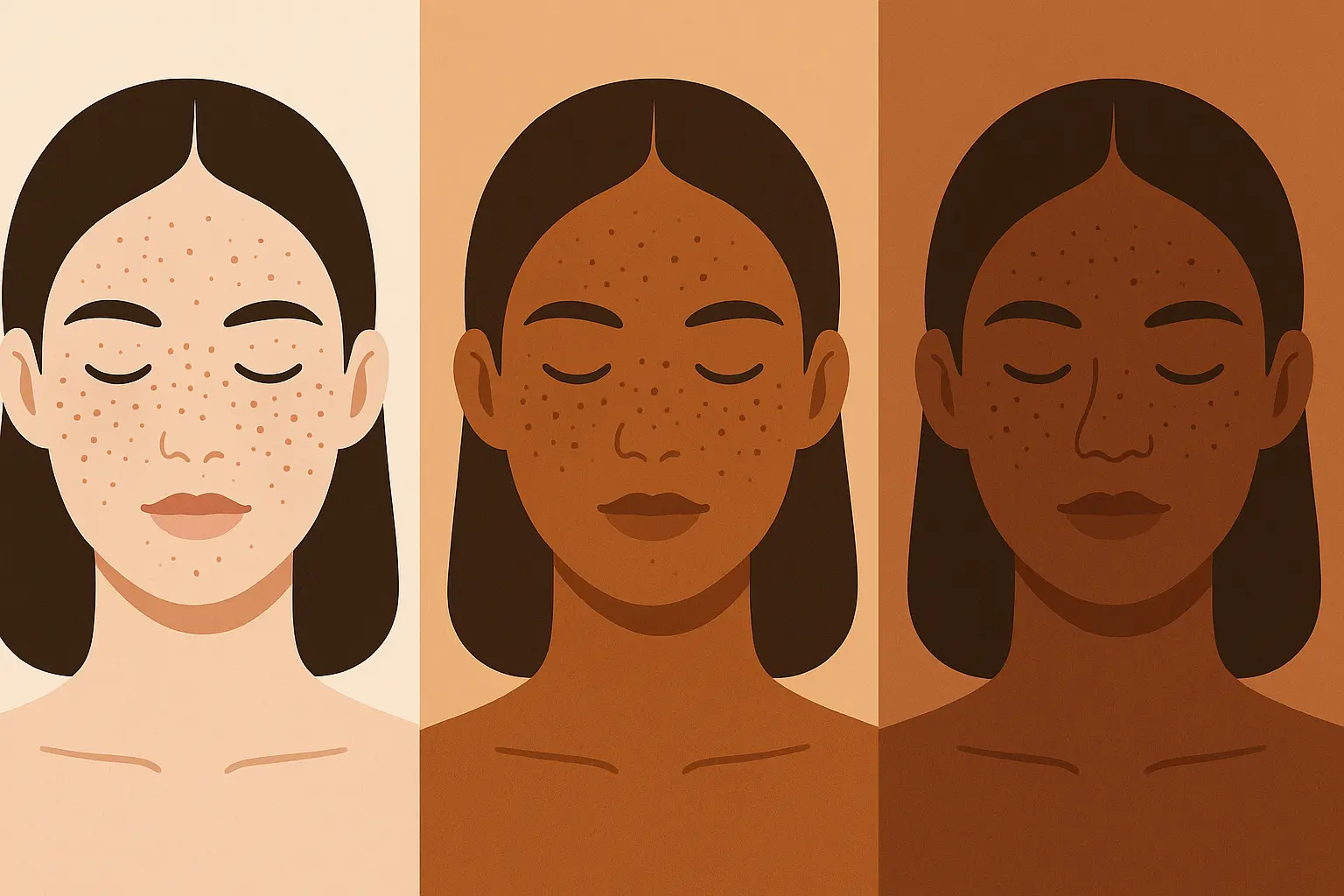 Comparison of freckle colors on different skin tones
