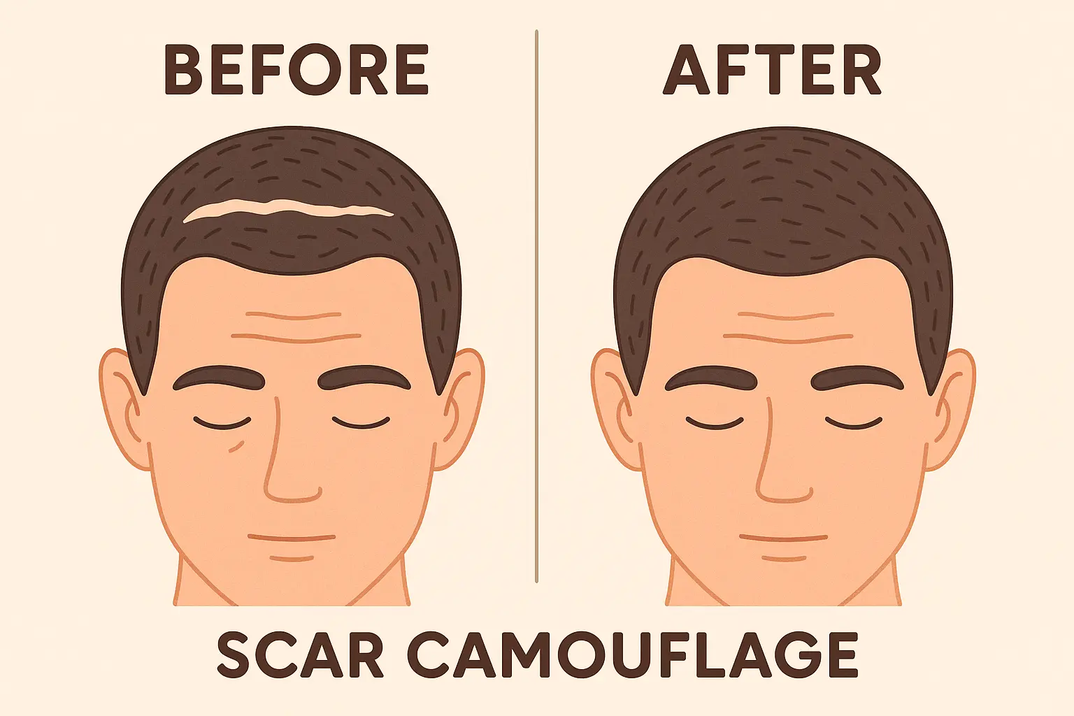 Scar camouflage hairline technique