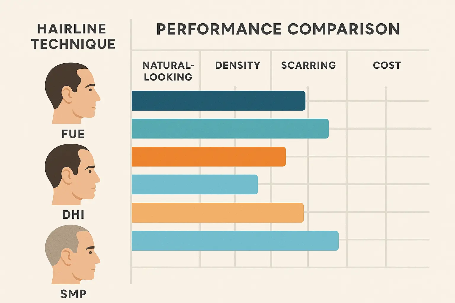Hairline style performance comparison