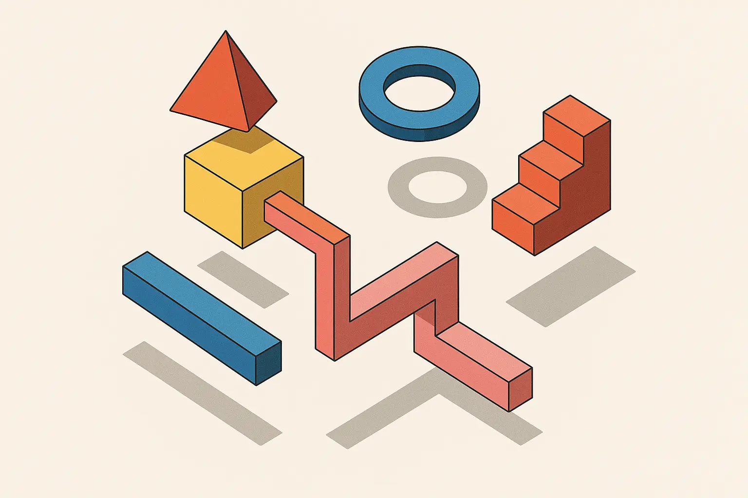 Minimalist surrealism tattoo featuring simple floating geometric elements