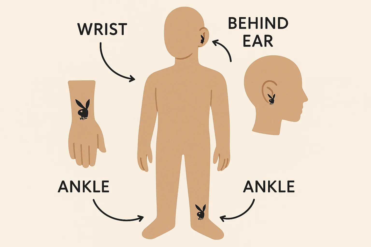 Placement-specific playboy bunny tattoo designs