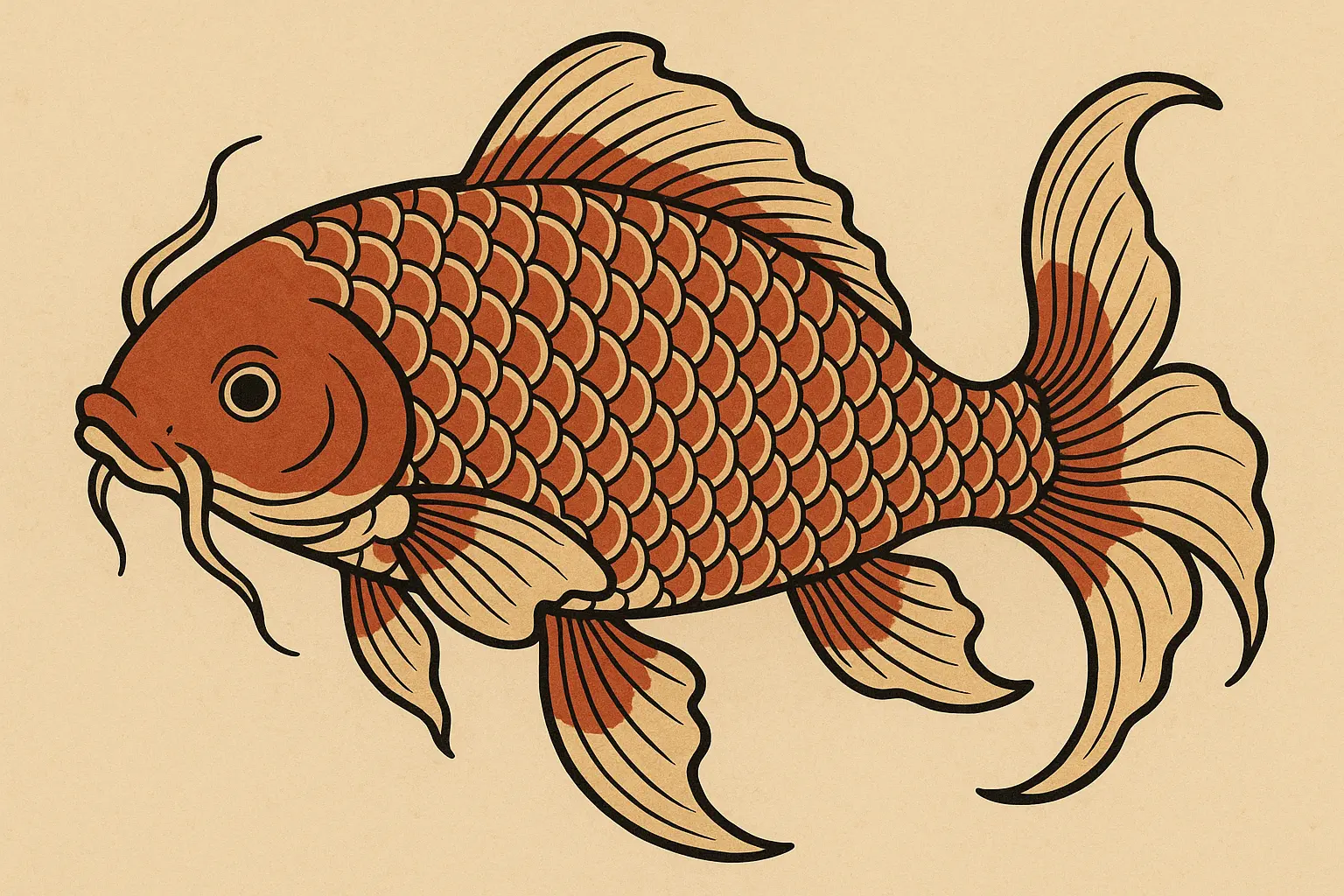 Traditional koi fish hand tattoo design