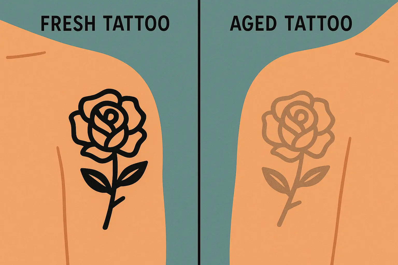 Japanese hand tattoo aging comparison