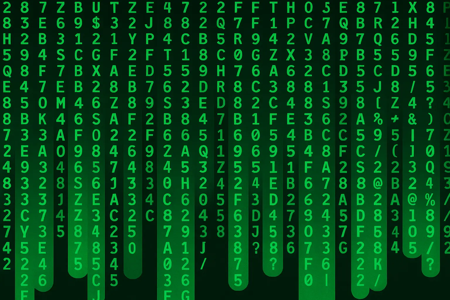 Matrix rain back piece Y2K tattoo with cascading digital code