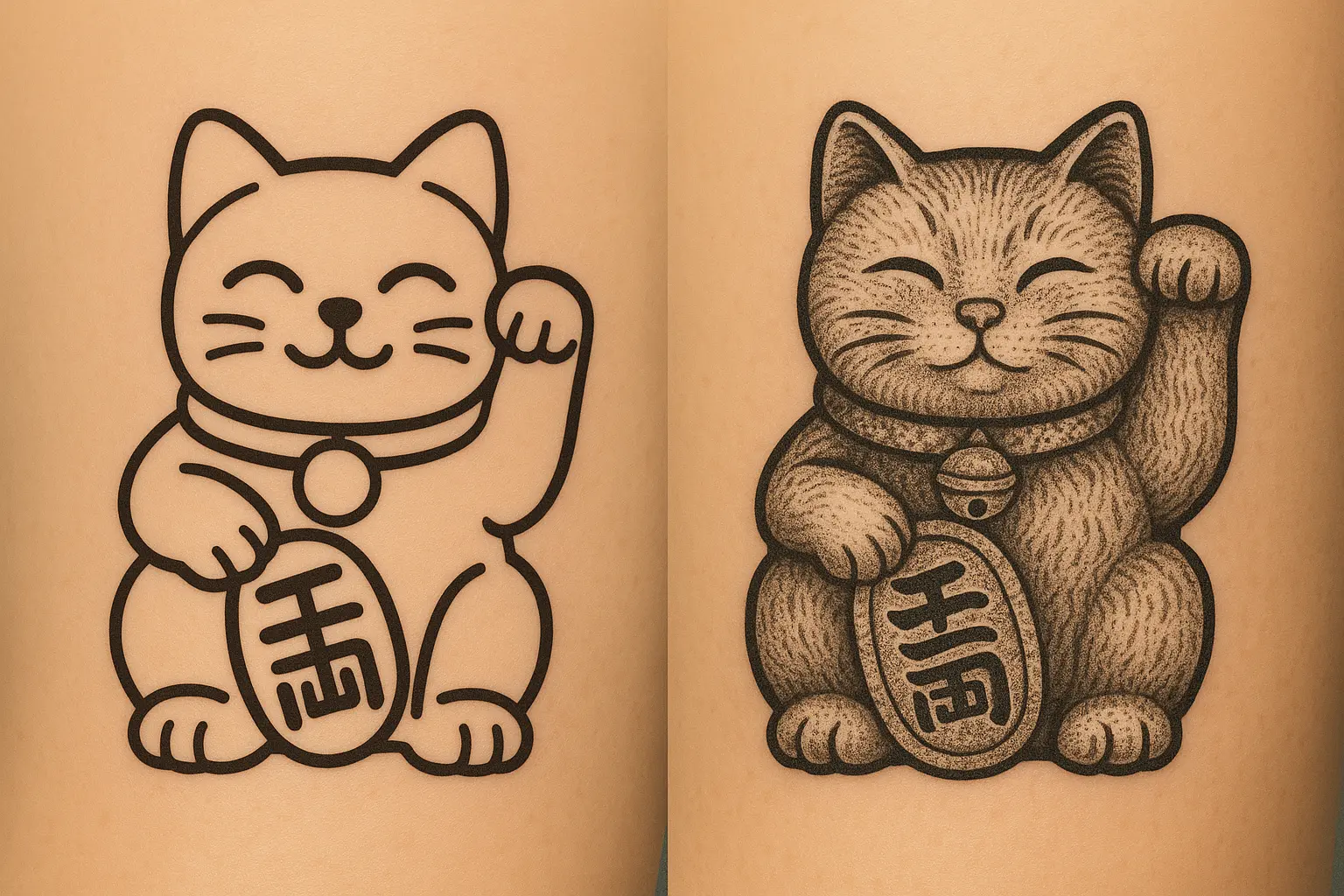 Lucky cat tattoo aging considerations