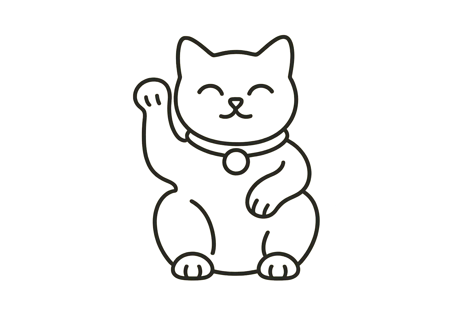Simple minimalist lucky cat tattoo design