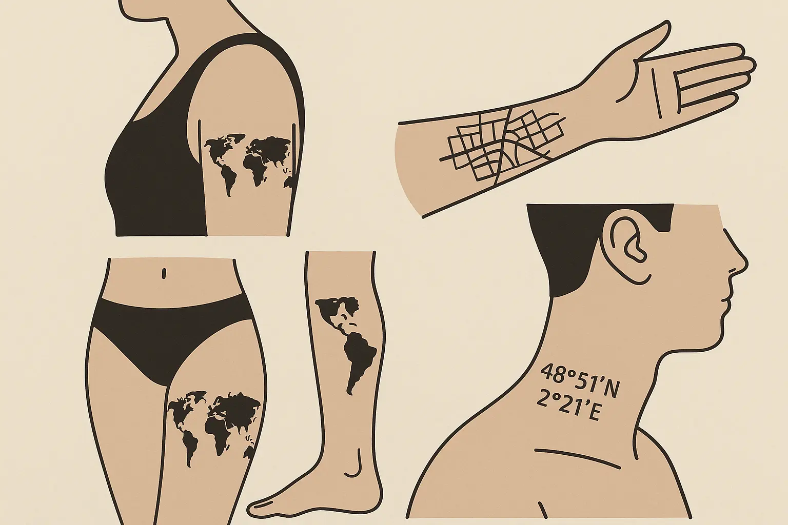 World map tattoo design inspiration