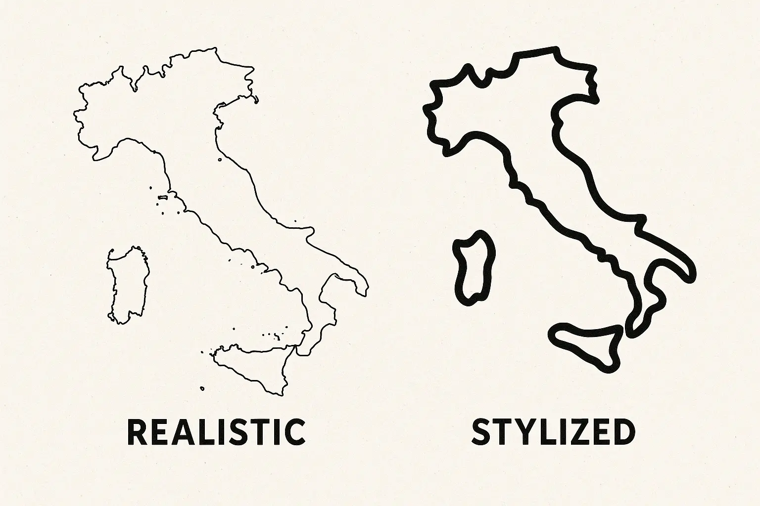 Geographic accuracy versus artistic style comparison