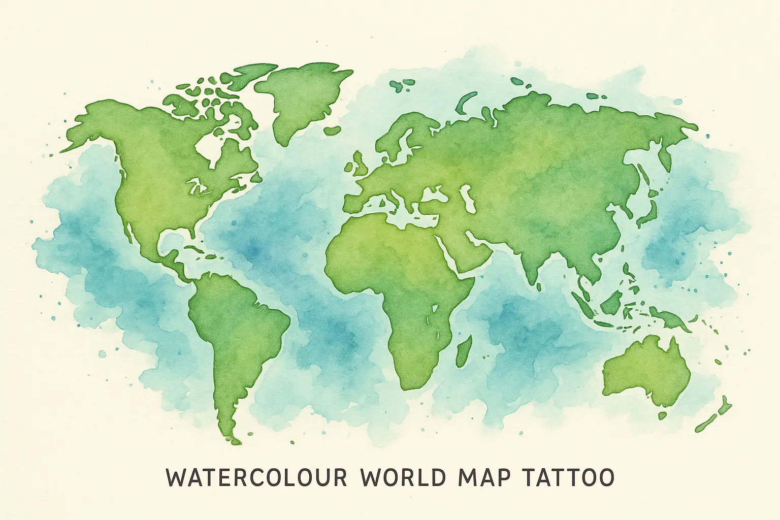 Watercolor world map tattoo design