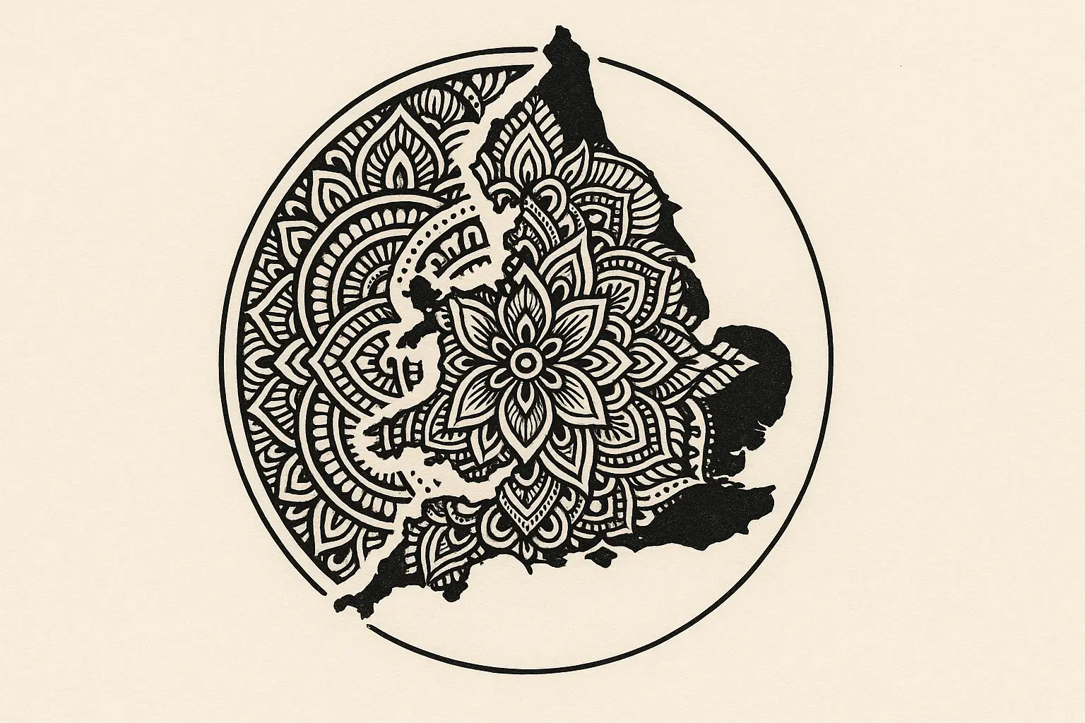 Mandala geographic fusion tattoo design