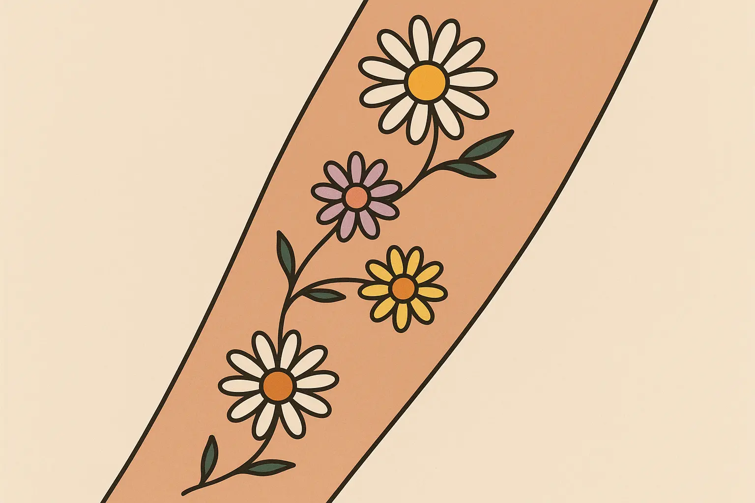 Daisy chain tattoo representing interconnected life experiences