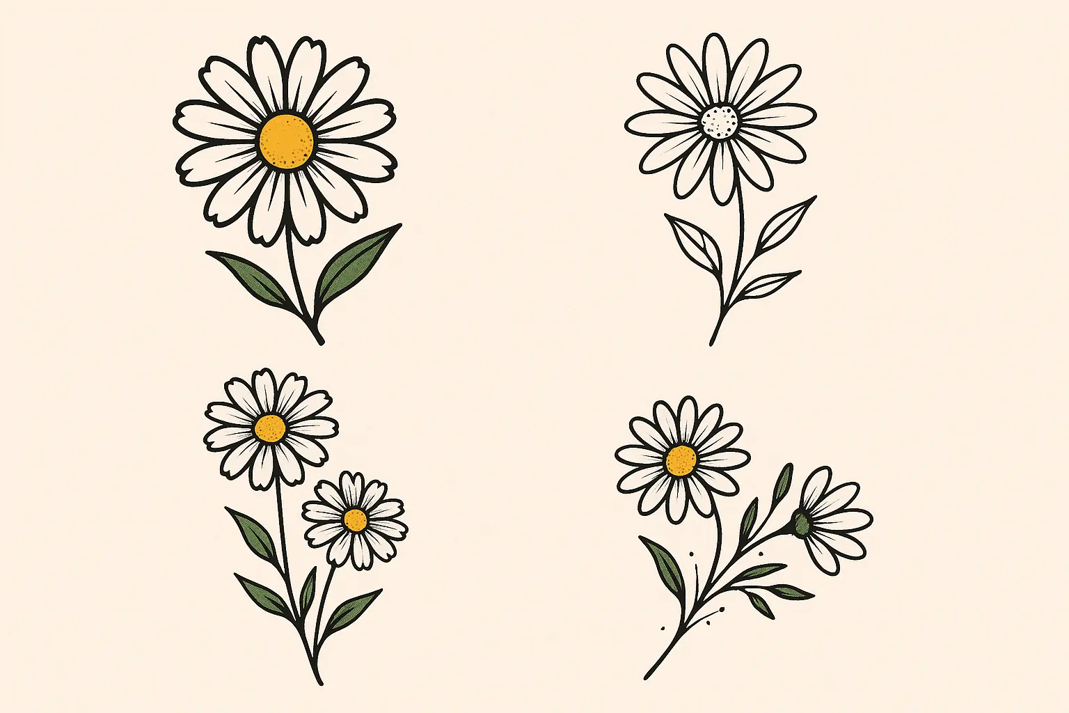 AI-generated daisy tattoo design examples