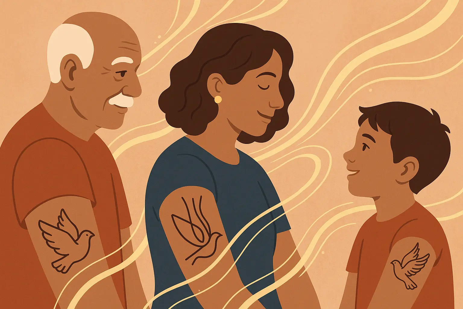 Generational dove tattoo patterns in families