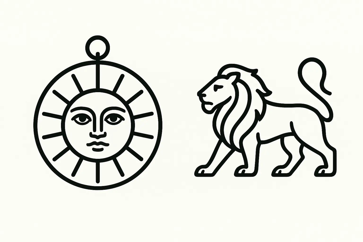 Minimalist Escanor sun medallion tattoo design