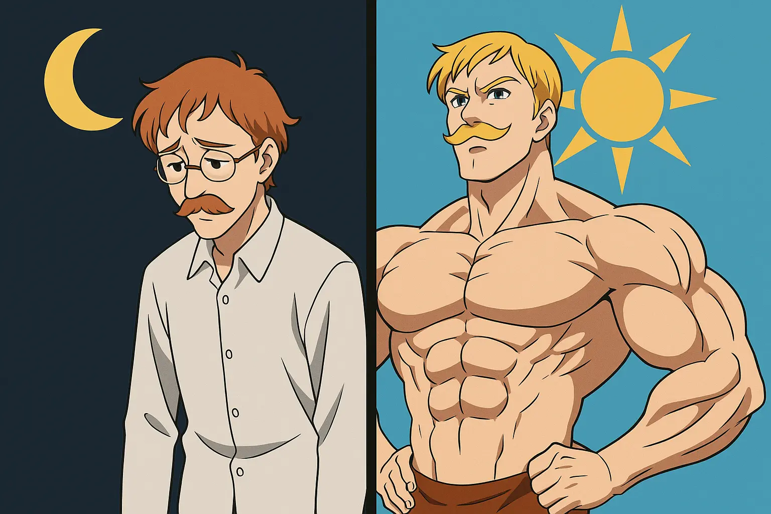 Escanor character portrait tattoo transformation design