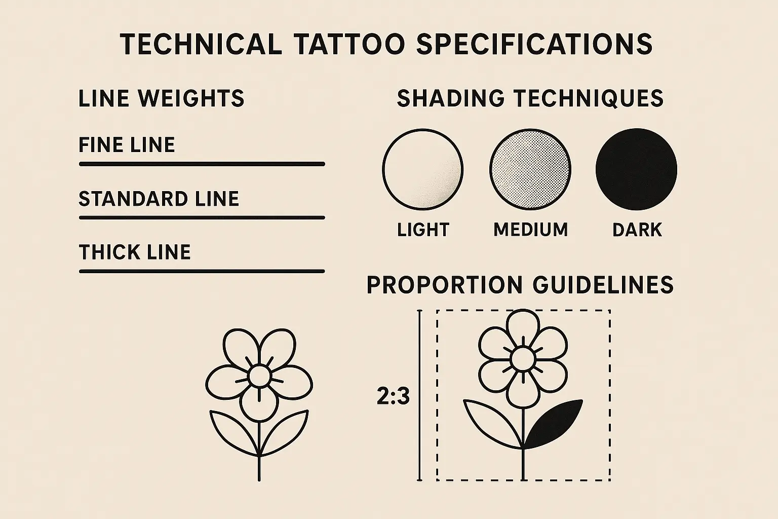 Technical specifications for Escanor tattoo execution