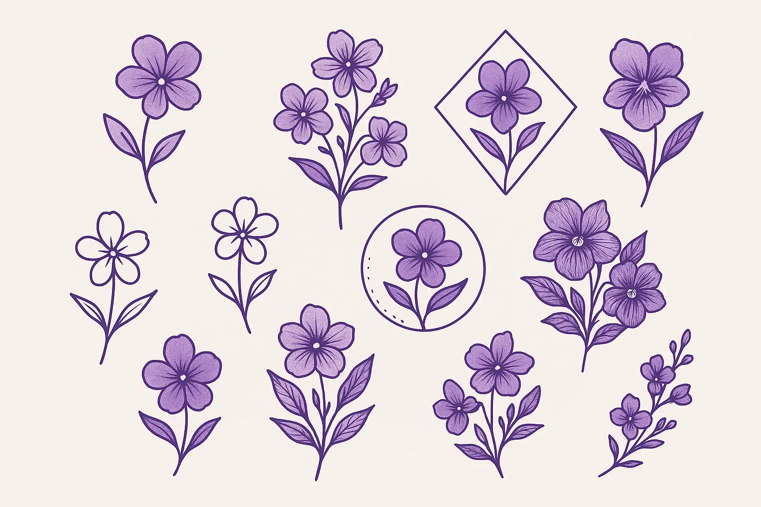 stunning violet tattoo design showcase