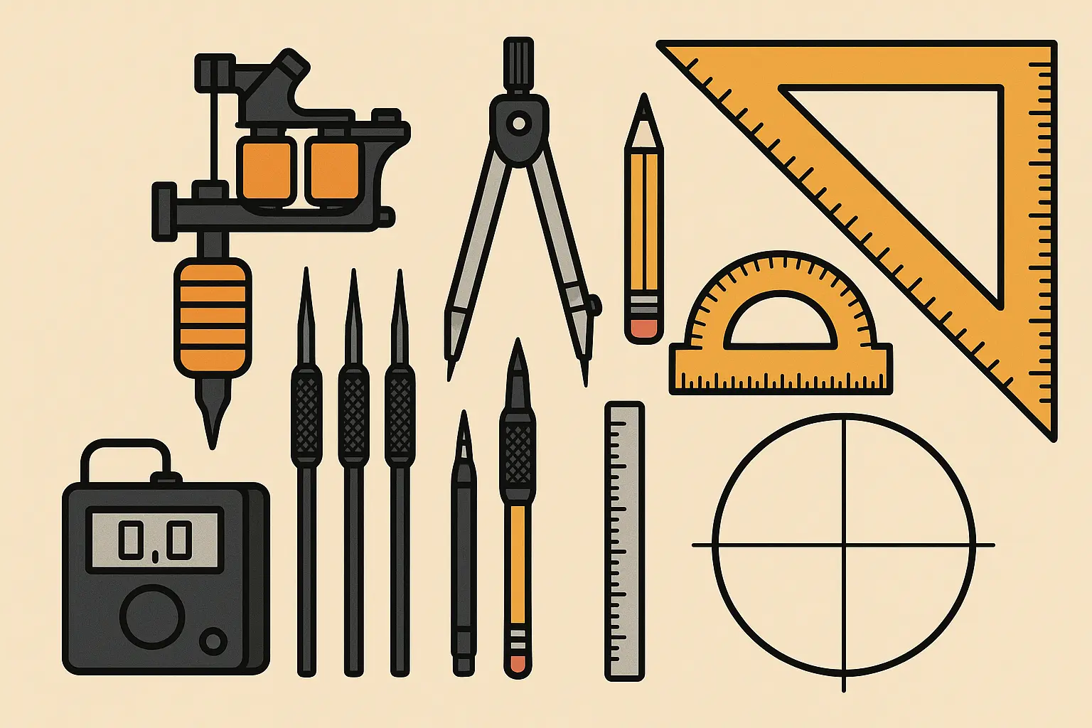 Geometric tattoo artist working on precise mathematical designs