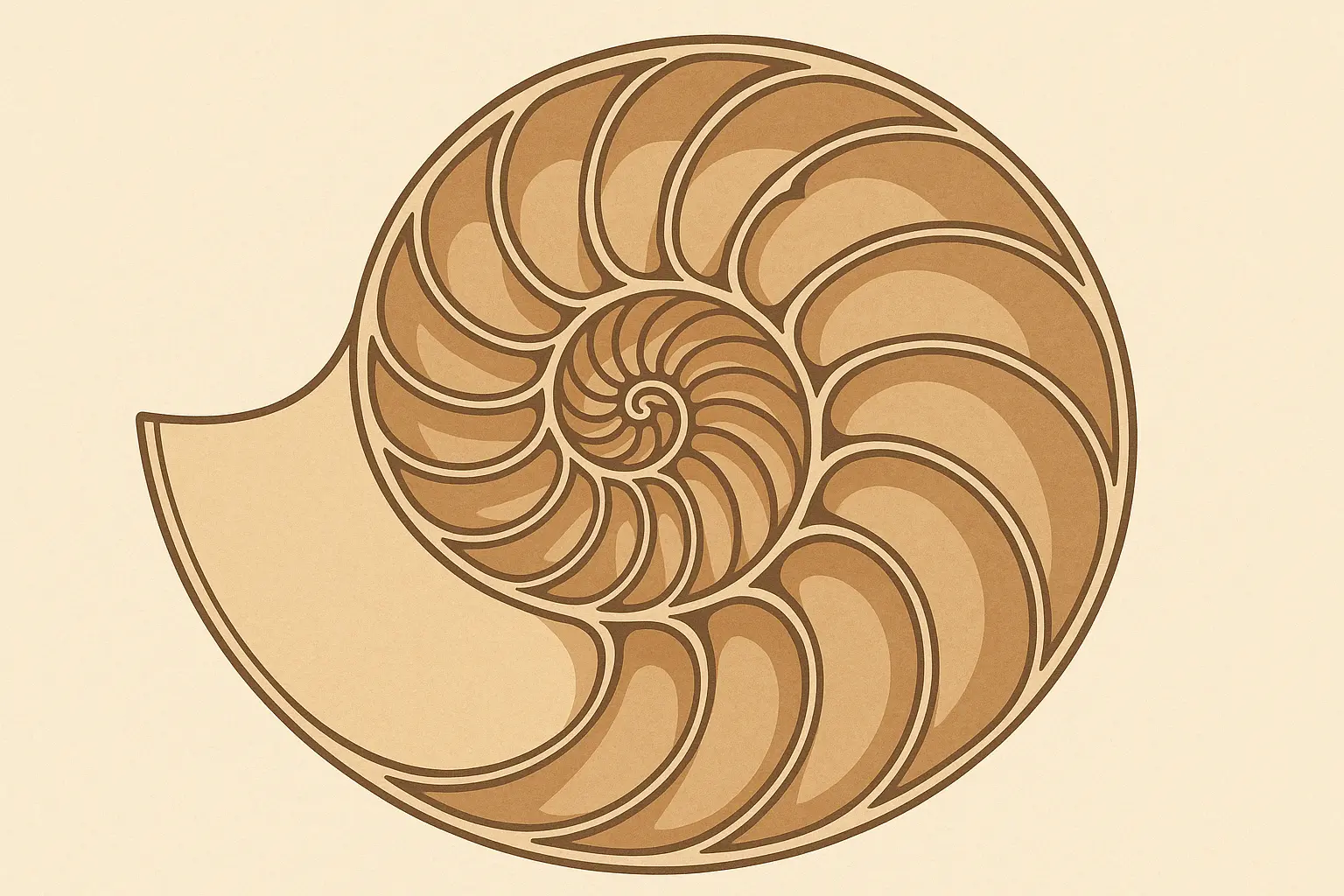 Nautilus shell showing natural Fibonacci spiral patterns