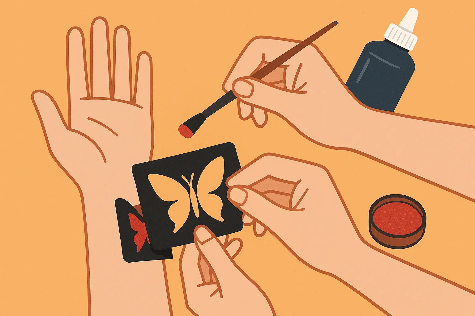 Safety guidelines demonstration for proper glitter tattoo application