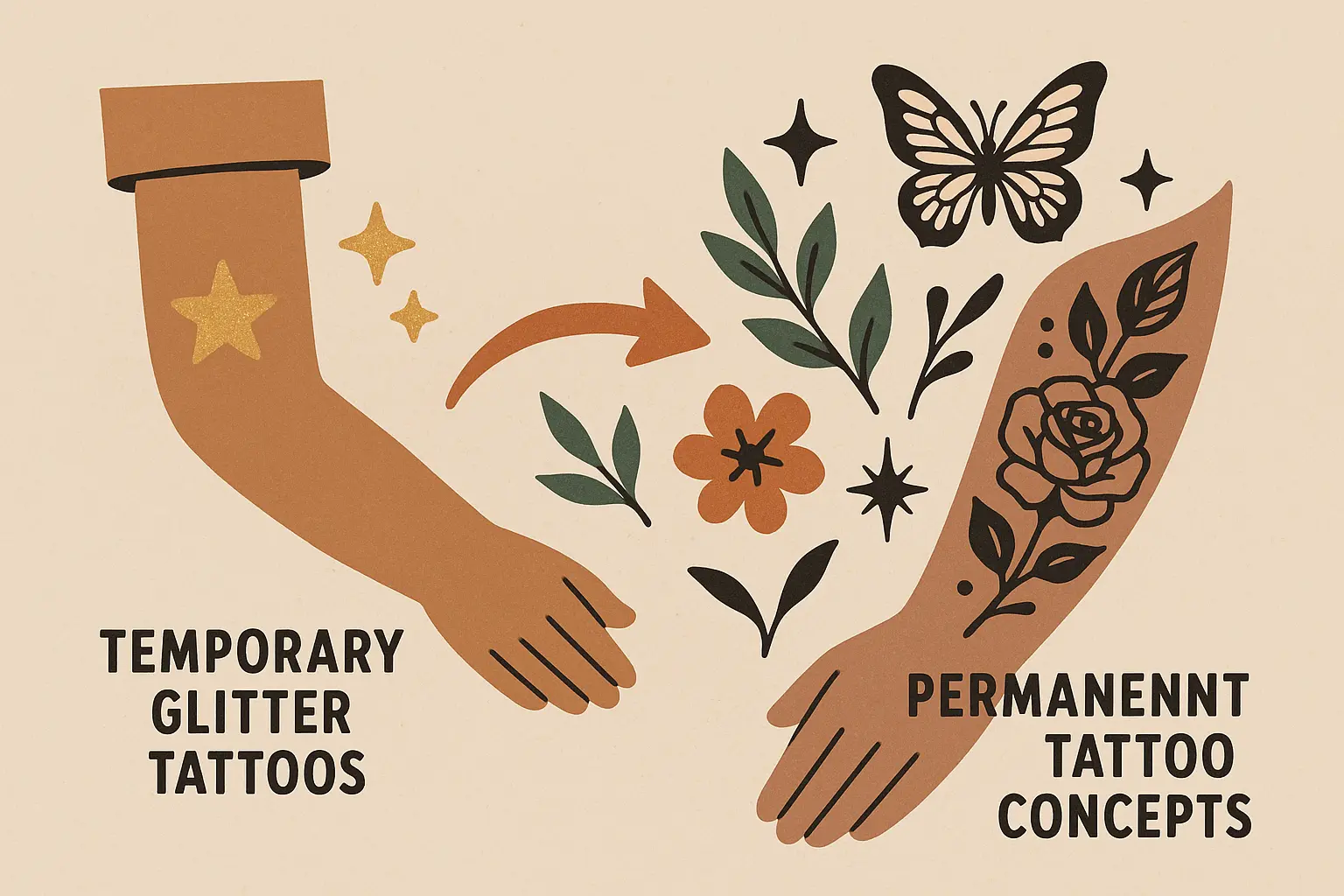 Transition from glitter tattoos to permanent tattoo design concepts