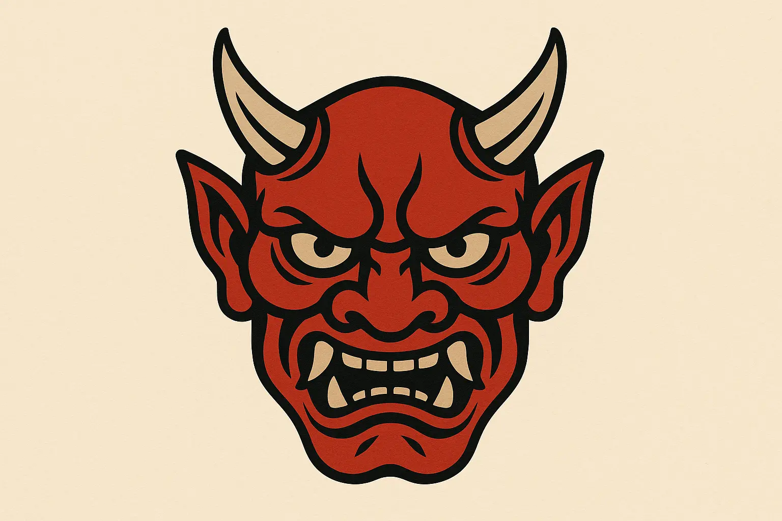 Tiny oni mask tattoo design
