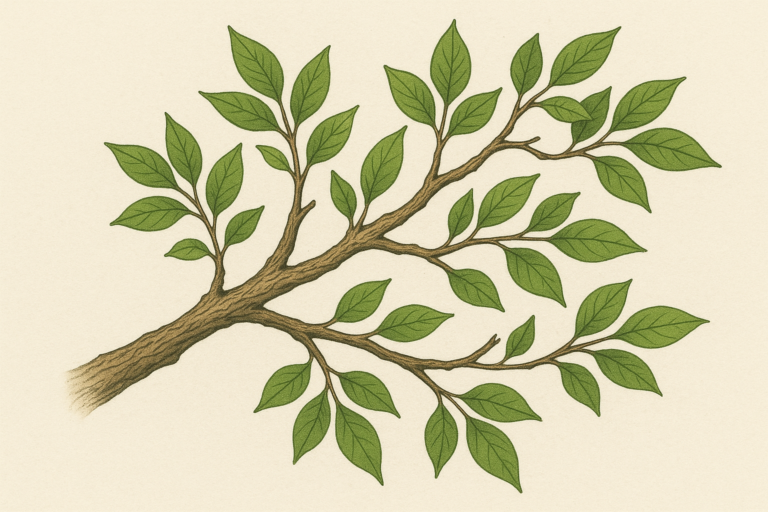 Tree branch with leaves micro realism design