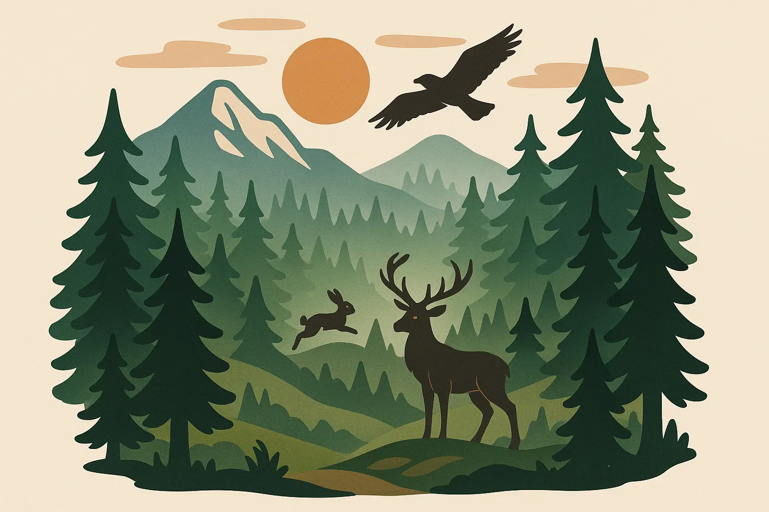 Nature forest scene quarter sleeve tattoo