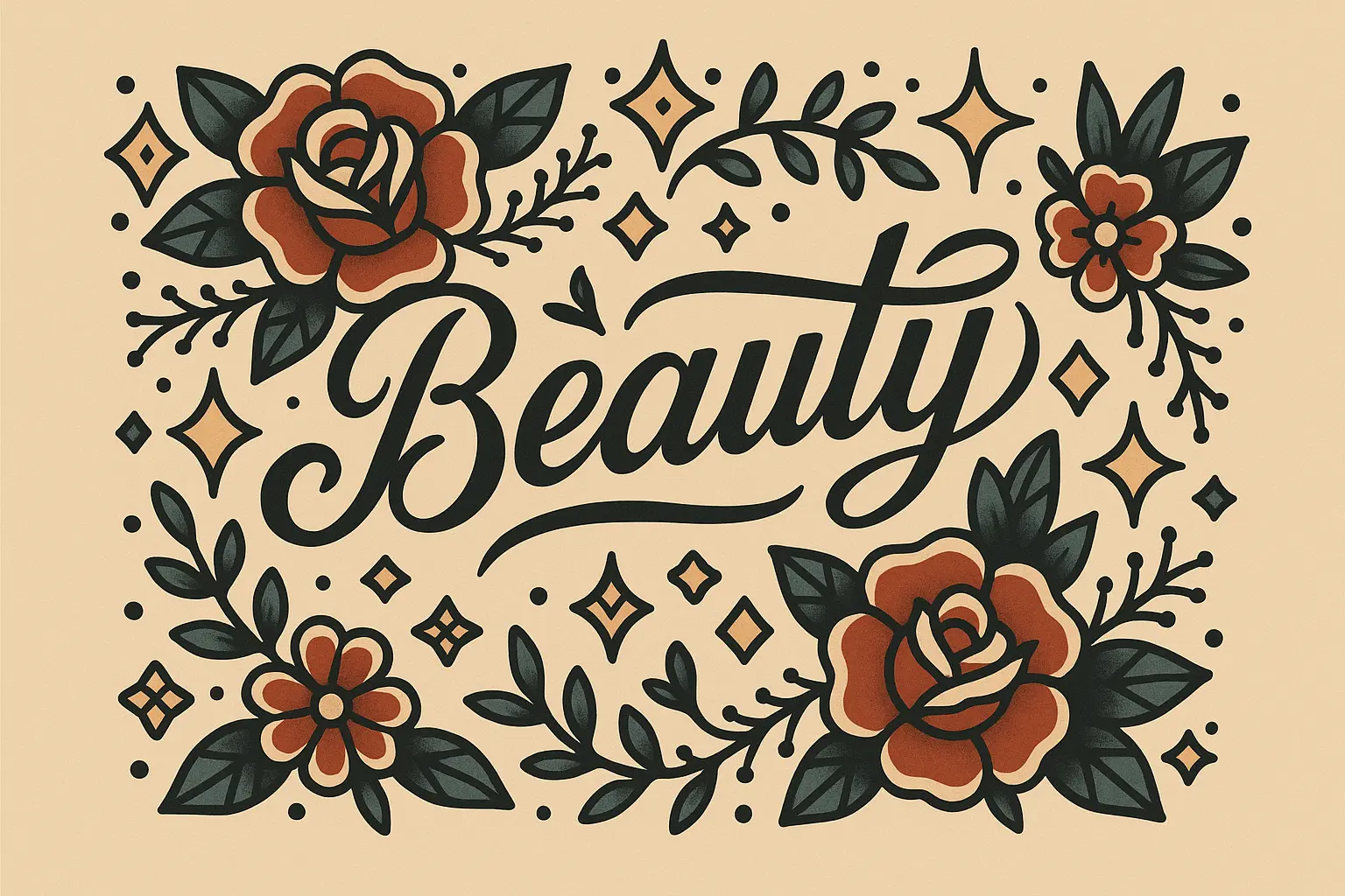 Script text quarter sleeve tattoo design