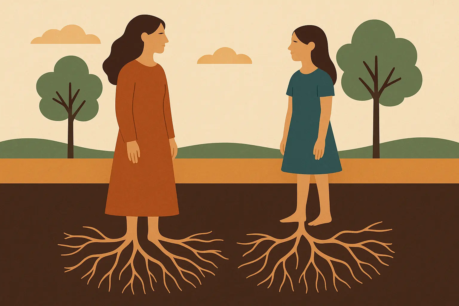 Mother-daughter separation and independence tattoo design