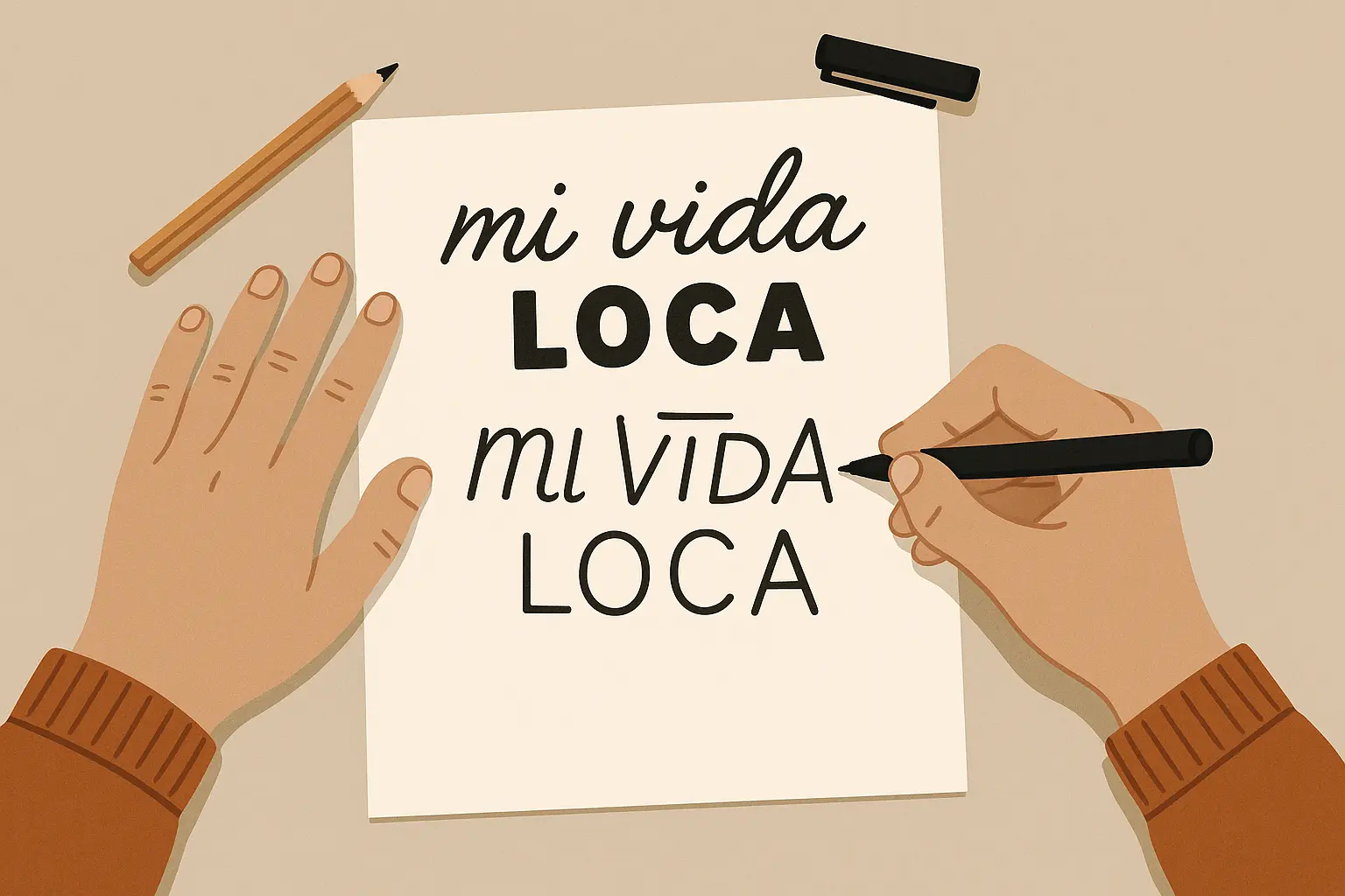 Classic text-based mi vida loca tattoo designs