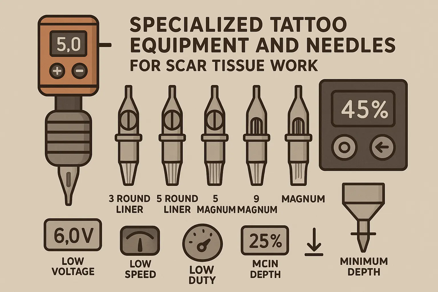 Tattoo equipment for scar work