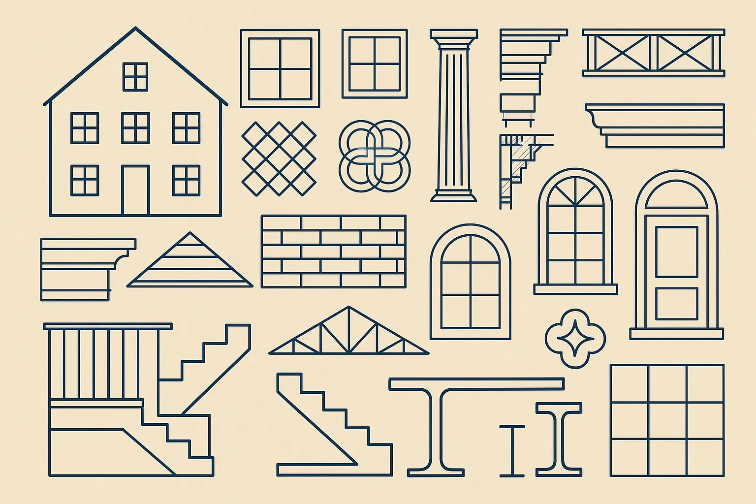 Architectural and geometric microrealism tattoo designs
