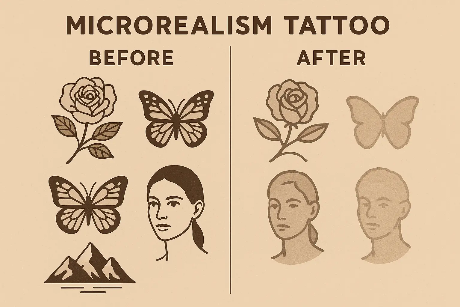 Microrealism tattoo aging comparison