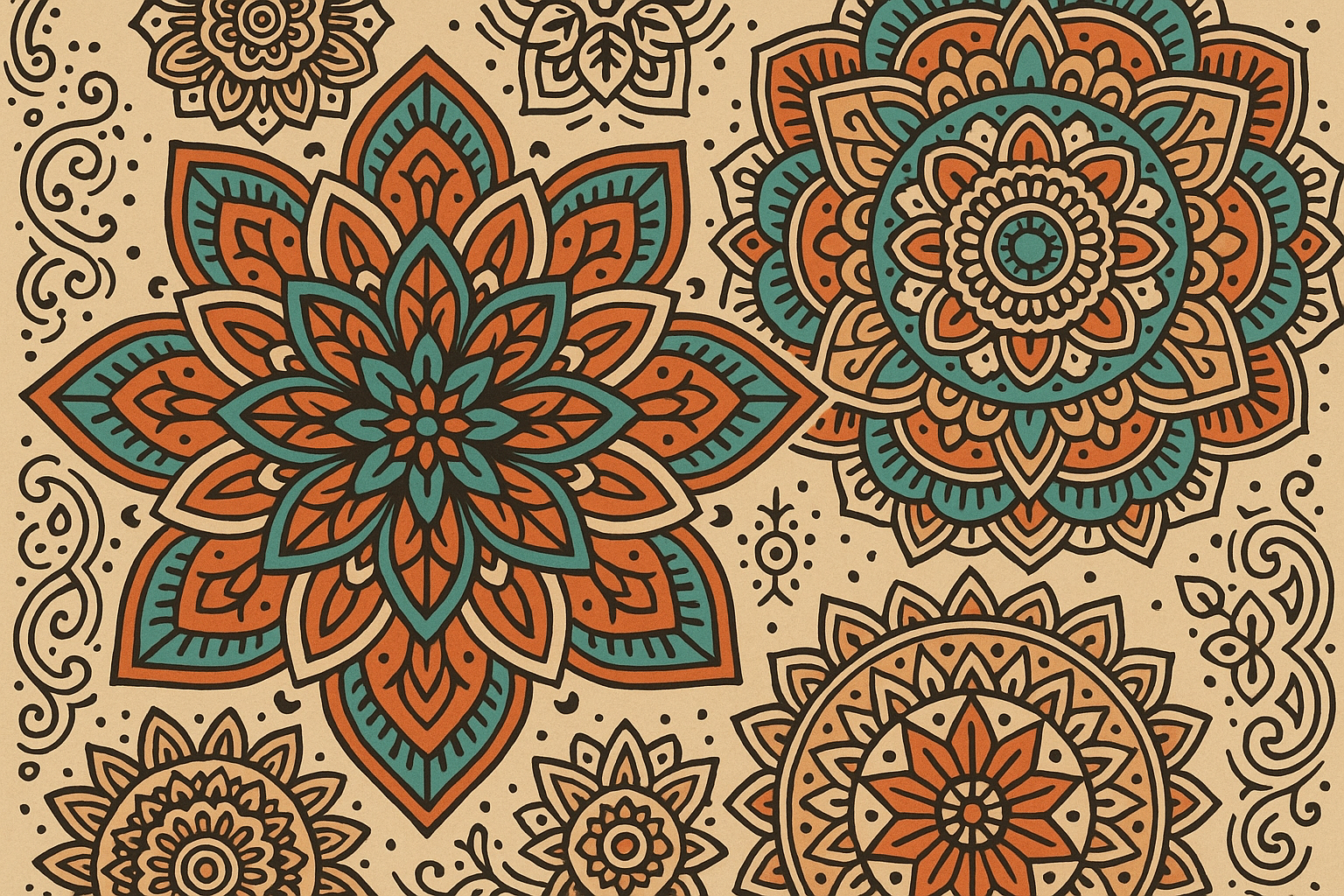 Complex geometric pattern work and mandalas