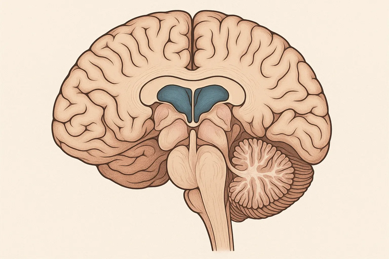 Anatomical brain tattoo showing cross-section with detailed internal structures