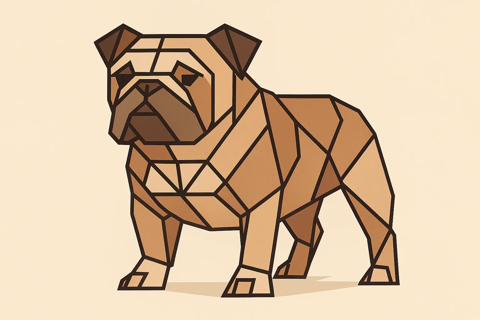 Geometric Low-Poly Bulldog tattoo with angular shapes