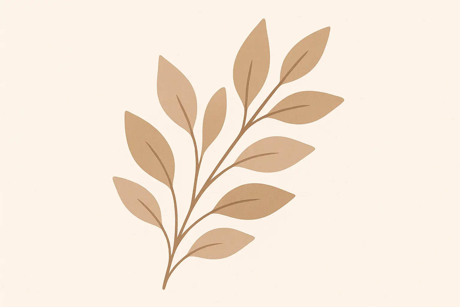 Minimalist branch with leaves tattoo in light brown