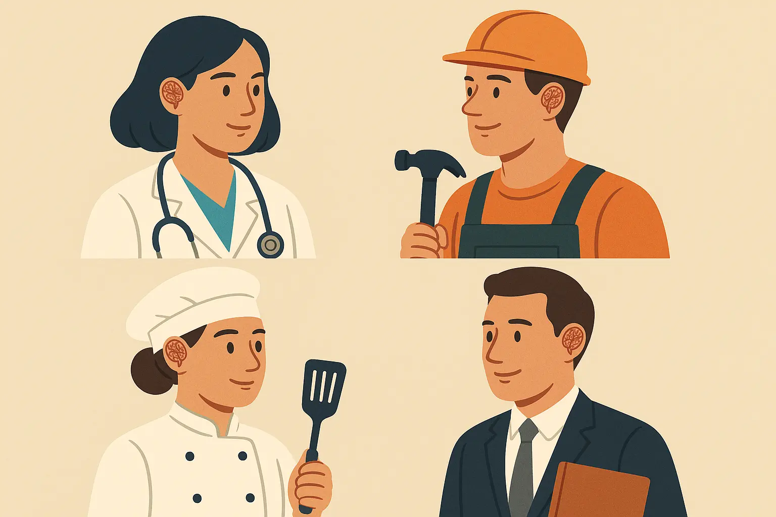 Lifestyle matching guide showing brain tattoo placement options for different professional environments