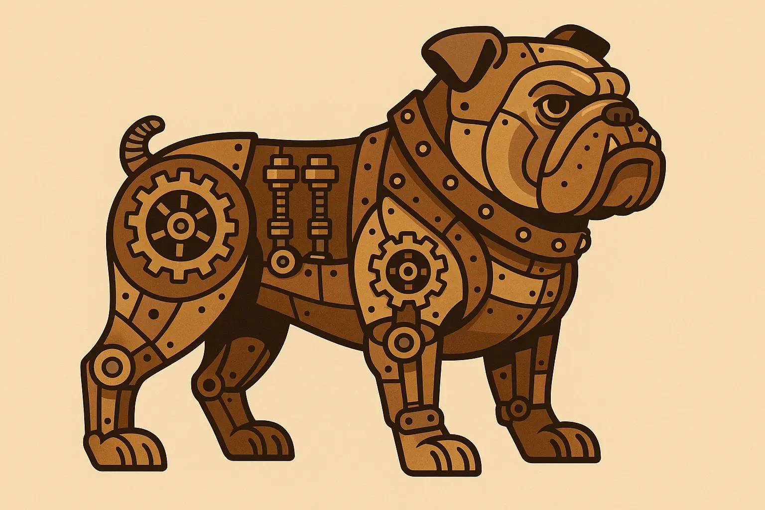 Steampunk Mechanical Bulldog tattoo
