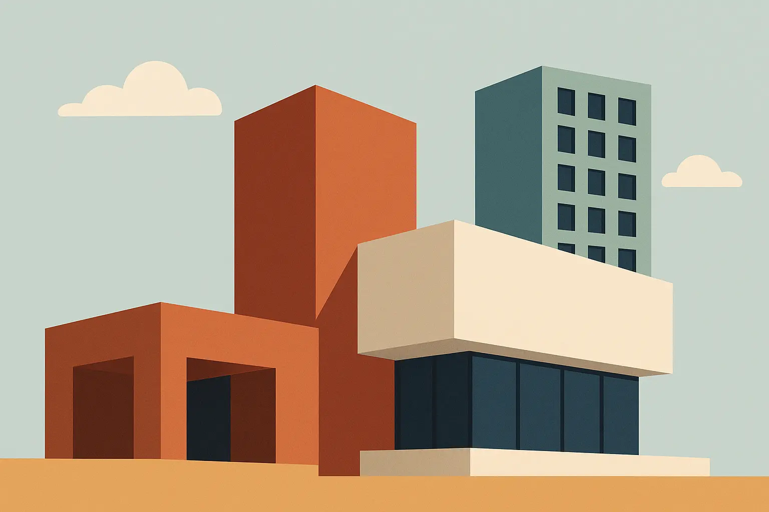 Modern architectural fusion with Creation of Adam imagery
