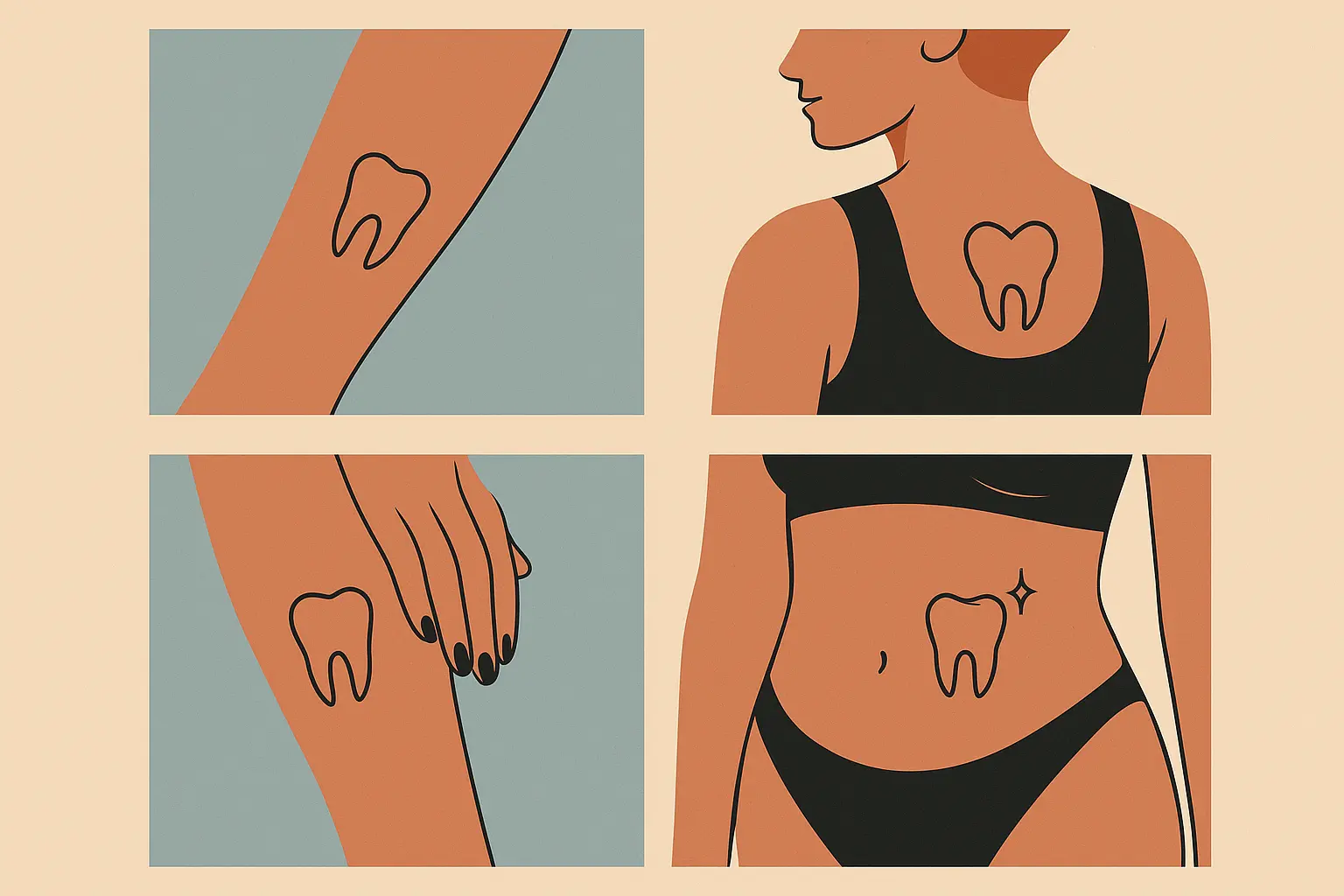 Collection of tooth tattoo designs showcasing various styles